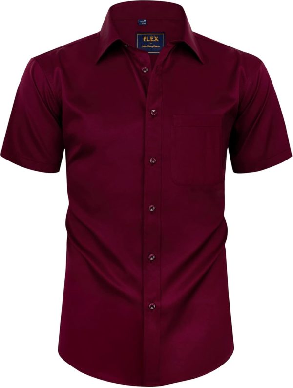Alimens & Gentle Mens Short Sleeve Dress Shirts Wrinkle Free Solid Casual Button Down Shirts with Pocket - Image 204