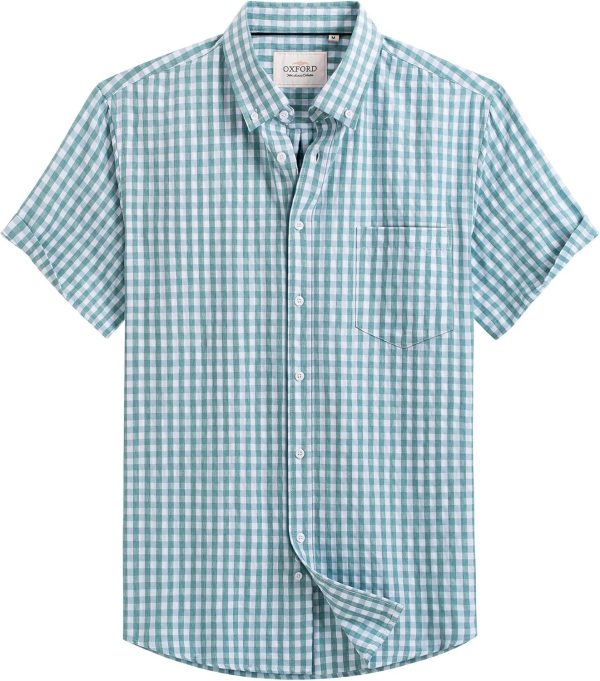 Alimens & Gentle Men's Short Sleeve Oxford Shirt Regular Fit Button Down Collar Shirts with Pocket - Image 106