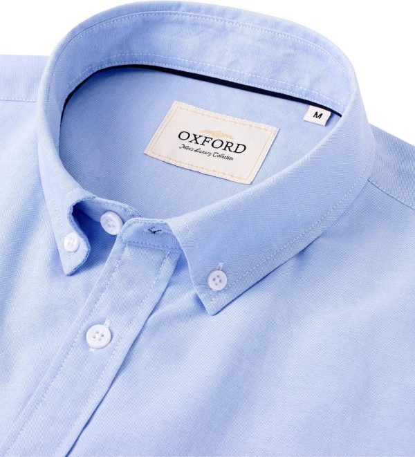 Alimens & Gentle Men's Short Sleeve Oxford Shirt Regular Fit Button Down Collar Shirts with Pocket - Image 114