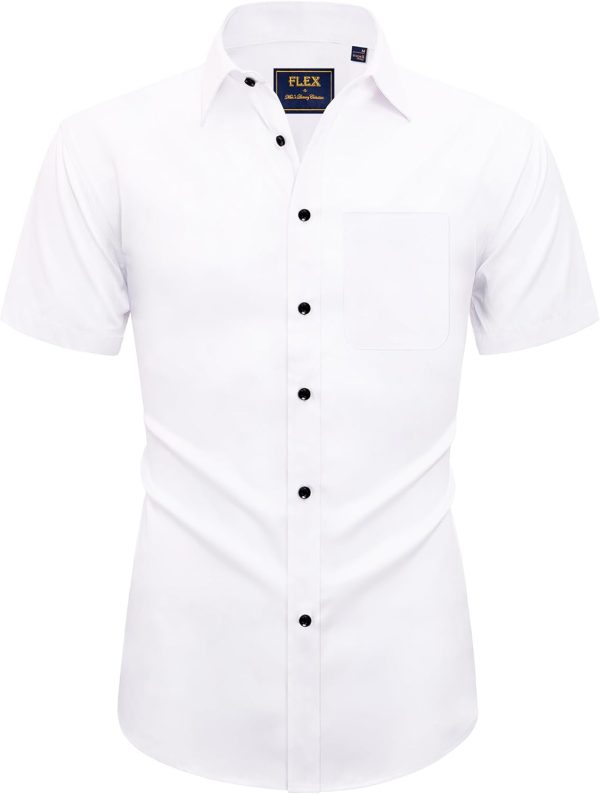 Alimens & Gentle Mens Short Sleeve Dress Shirts Wrinkle Free Solid Casual Button Down Shirts with Pocket - Image 222
