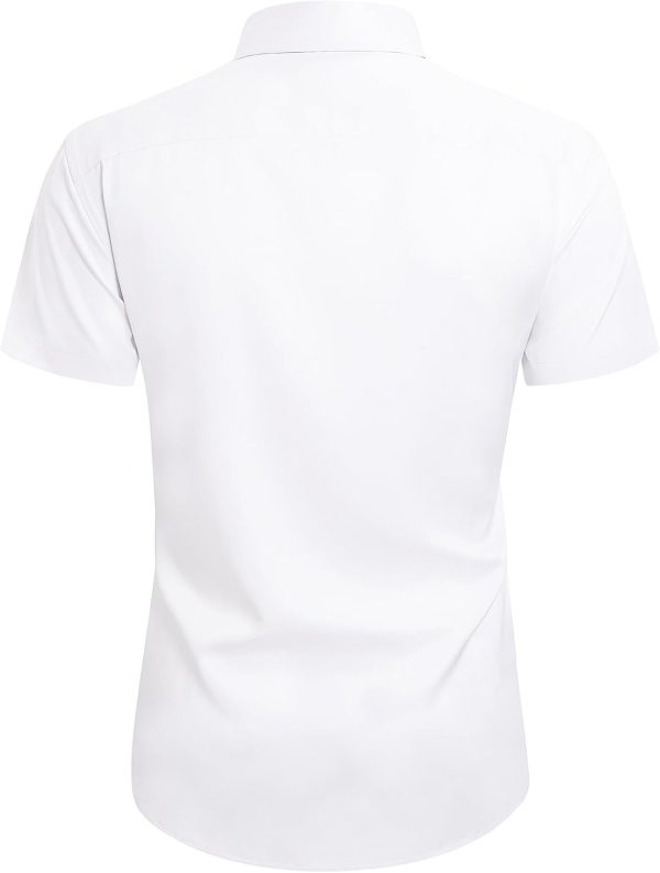 Alimens & Gentle Mens Short Sleeve Dress Shirts Wrinkle Free Solid Casual Button Down Shirts with Pocket - Image 223
