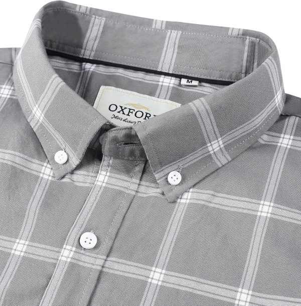 Alimens & Gentle Men's Short Sleeve Oxford Shirt Regular Fit Button Down Collar Shirts with Pocket - Image 128