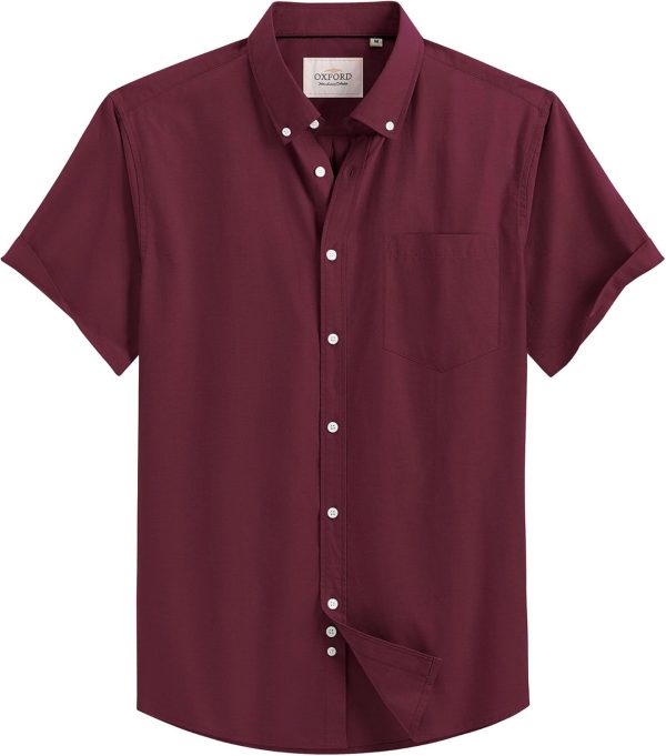 Alimens & Gentle Men's Short Sleeve Oxford Shirt Regular Fit Button Down Collar Shirts with Pocket - Image 134