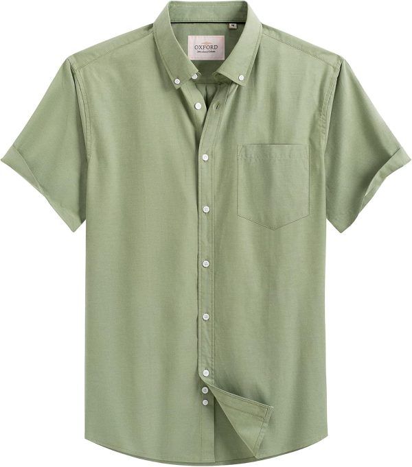 Alimens & Gentle Men's Short Sleeve Oxford Shirt Regular Fit Button Down Collar Shirts with Pocket - Image 141