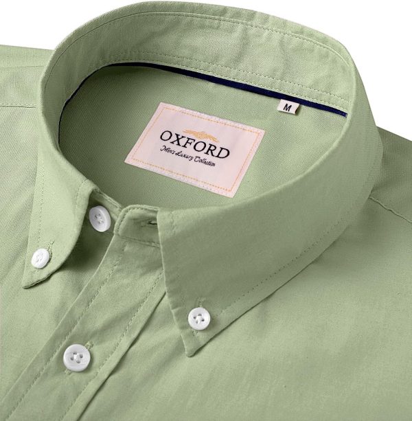 Alimens & Gentle Men's Short Sleeve Oxford Shirt Regular Fit Button Down Collar Shirts with Pocket - Image 142