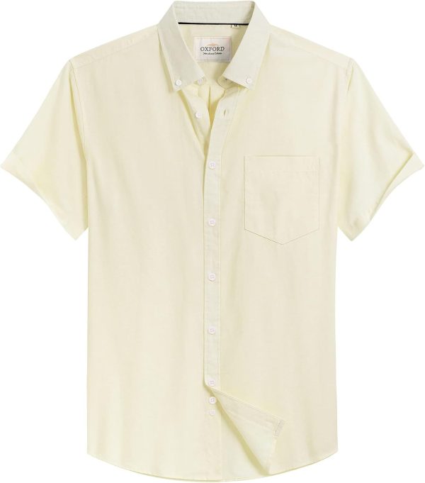 Alimens & Gentle Men's Short Sleeve Oxford Shirt Regular Fit Button Down Collar Shirts with Pocket - Image 148