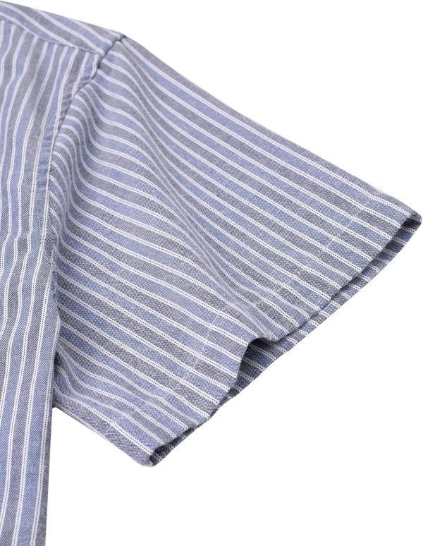 Alimens & Gentle Men's Short Sleeve Oxford Shirt Regular Fit Button Down Collar Shirts with Pocket - Image 160