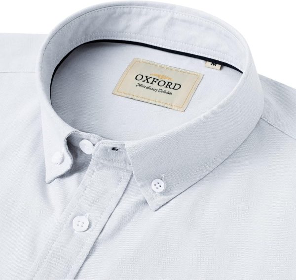 Alimens & Gentle Men's Short Sleeve Oxford Shirt Regular Fit Button Down Collar Shirts with Pocket - Image 163
