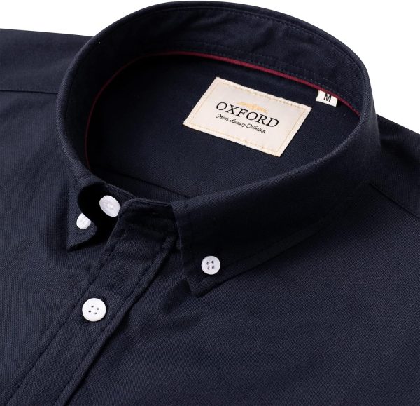 Alimens & Gentle Men's Short Sleeve Oxford Shirt Regular Fit Button Down Collar Shirts with Pocket - Image 170