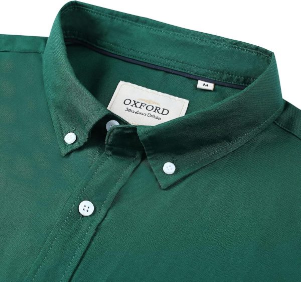 Alimens & Gentle Men's Short Sleeve Oxford Shirt Regular Fit Button Down Collar Shirts with Pocket - Image 177