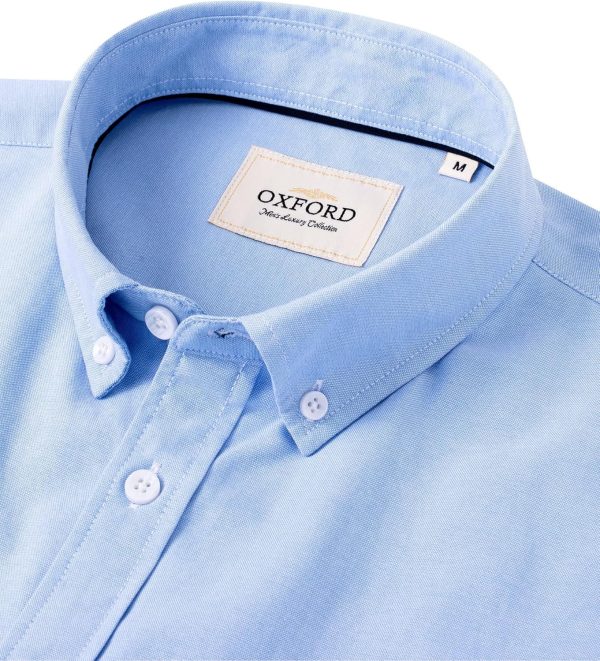 Alimens & Gentle Men's Short Sleeve Oxford Shirt Regular Fit Button Down Collar Shirts with Pocket - Image 184