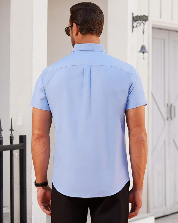 Alimens & Gentle Men's Short Sleeve Oxford Shirt Regular Fit Button Down Collar Shirts with Pocket - Image 187