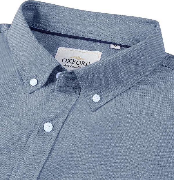 Alimens & Gentle Men's Short Sleeve Oxford Shirt Regular Fit Button Down Collar Shirts with Pocket - Image 191