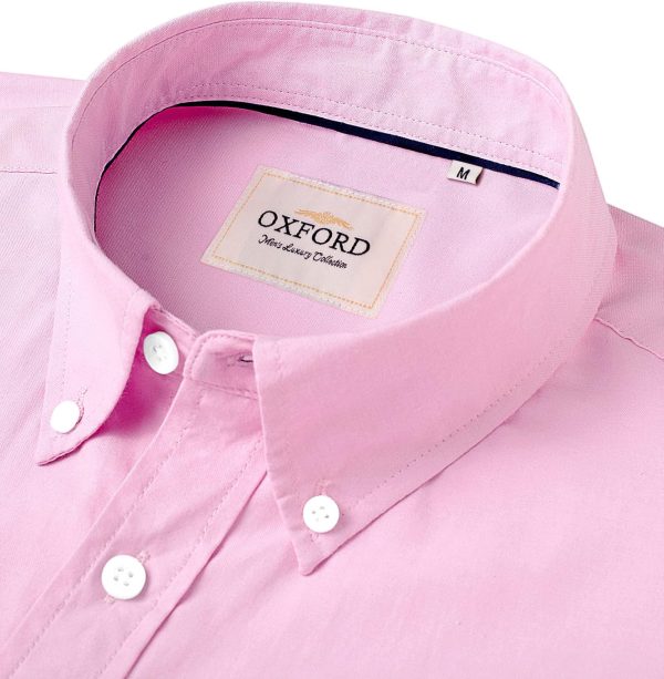 Alimens & Gentle Men's Short Sleeve Oxford Shirt Regular Fit Button Down Collar Shirts with Pocket - Image 198