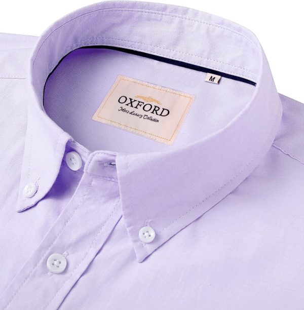 Alimens & Gentle Men's Short Sleeve Oxford Shirt Regular Fit Button Down Collar Shirts with Pocket - Image 205