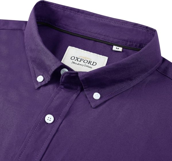 Alimens & Gentle Men's Short Sleeve Oxford Shirt Regular Fit Button Down Collar Shirts with Pocket - Image 219