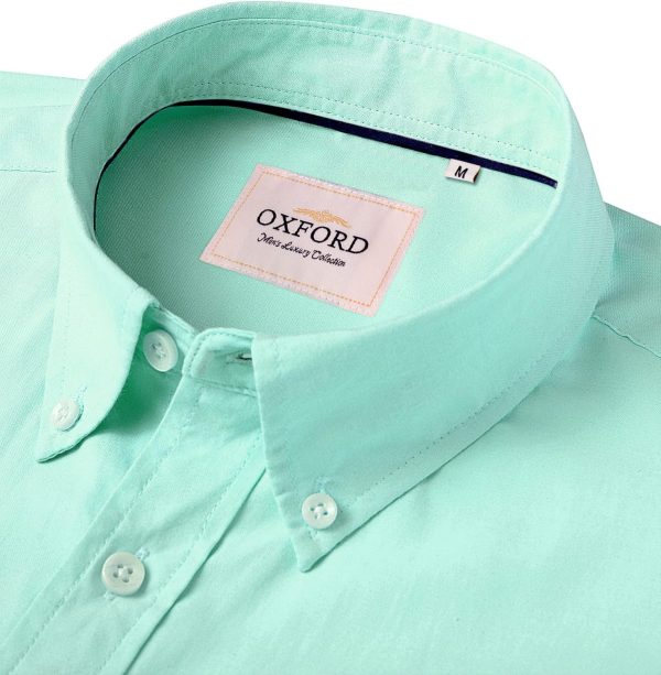 Alimens & Gentle Men's Short Sleeve Oxford Shirt Regular Fit Button Down Collar Shirts with Pocket - Image 226