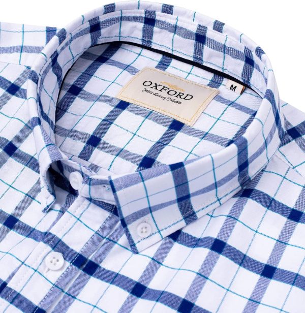 Alimens & Gentle Men's Short Sleeve Oxford Shirt Regular Fit Button Down Collar Shirts with Pocket - Image 233