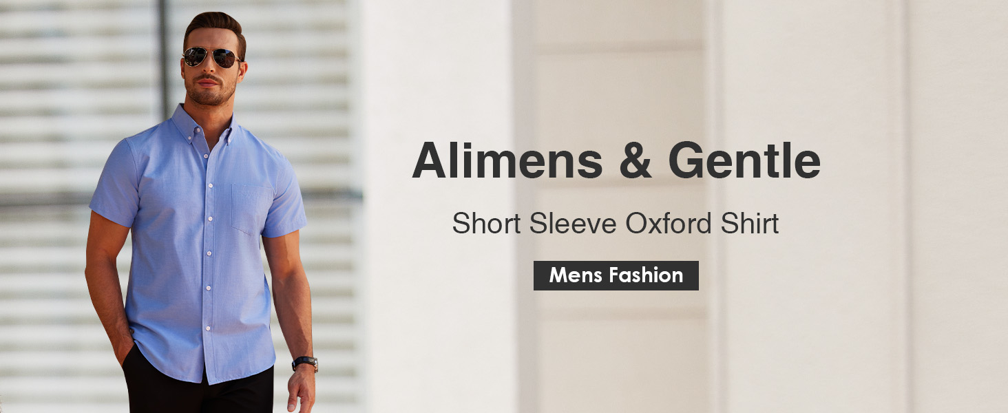 Mens Oxford Short Sleeve Button Down Shirt