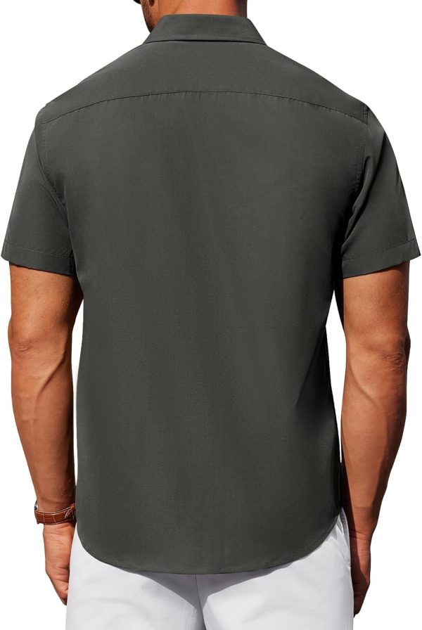 Alimens & Gentle Mens Short Sleeve Dress Shirt Wrinkle Free Solid Casual Button Down Shirts for Summer Business Wedding - Image 14