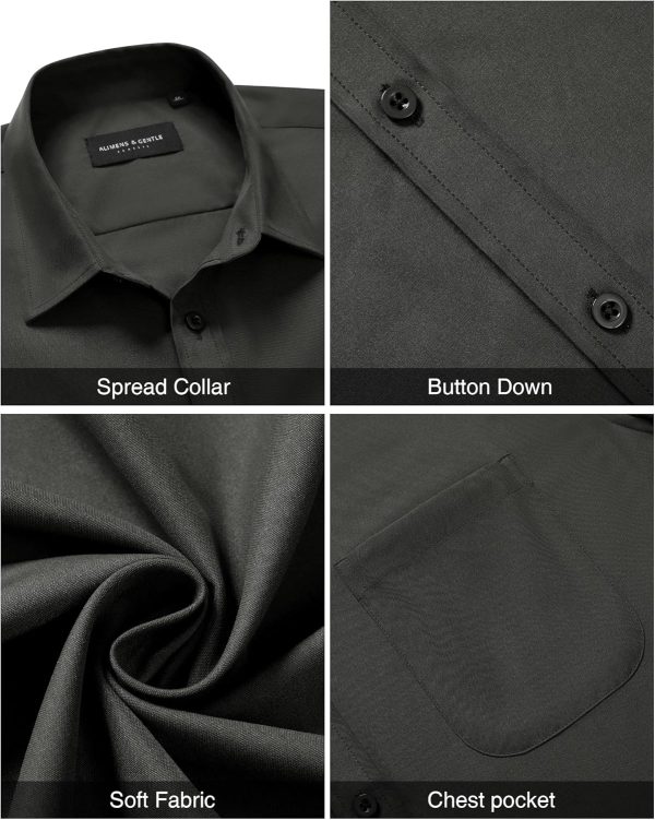 Alimens & Gentle Mens Short Sleeve Dress Shirt Wrinkle Free Solid Casual Button Down Shirts for Summer Business Wedding - Image 15