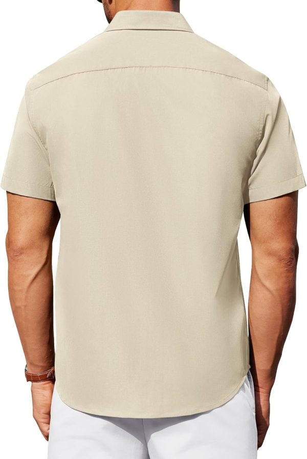 Alimens & Gentle Mens Short Sleeve Dress Shirt Wrinkle Free Solid Casual Button Down Shirts for Summer Business Wedding - Image 19