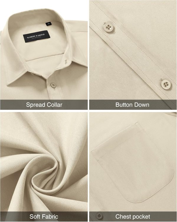 Alimens & Gentle Mens Short Sleeve Dress Shirt Wrinkle Free Solid Casual Button Down Shirts for Summer Business Wedding - Image 20