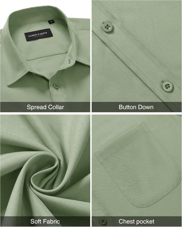 Alimens & Gentle Mens Short Sleeve Dress Shirt Wrinkle Free Solid Casual Button Down Shirts for Summer Business Wedding - Image 30