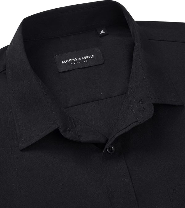Alimens & Gentle Mens Short Sleeve Dress Shirt Wrinkle Free Solid Casual Button Down Shirts for Summer Business Wedding - Image 34