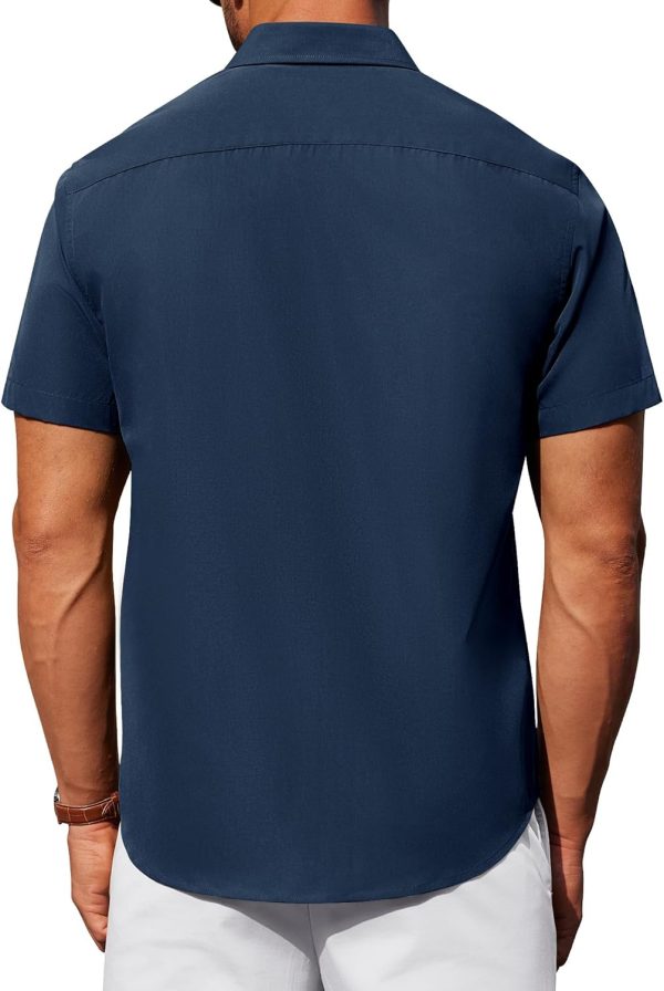 Alimens & Gentle Mens Short Sleeve Dress Shirt Wrinkle Free Solid Casual Button Down Shirts for Summer Business Wedding - Image 39