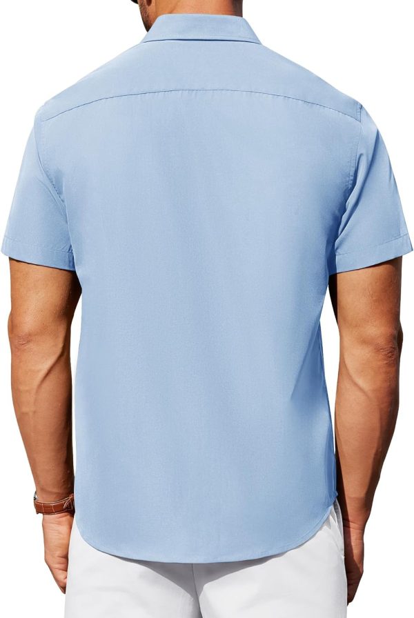 Alimens & Gentle Mens Short Sleeve Dress Shirt Wrinkle Free Solid Casual Button Down Shirts for Summer Business Wedding - Image 49