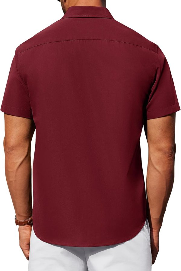 Alimens & Gentle Mens Short Sleeve Dress Shirt Wrinkle Free Solid Casual Button Down Shirts for Summer Business Wedding - Image 54