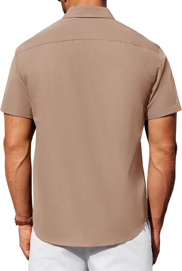 Alimens & Gentle Mens Short Sleeve Dress Shirt Wrinkle Free Solid Casual Button Down Shirts for Summer Business Wedding - Image 59