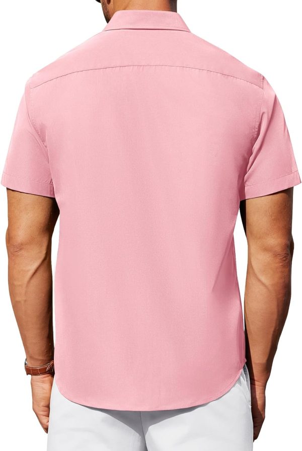 Alimens & Gentle Mens Short Sleeve Dress Shirt Wrinkle Free Solid Casual Button Down Shirts for Summer Business Wedding - Image 64