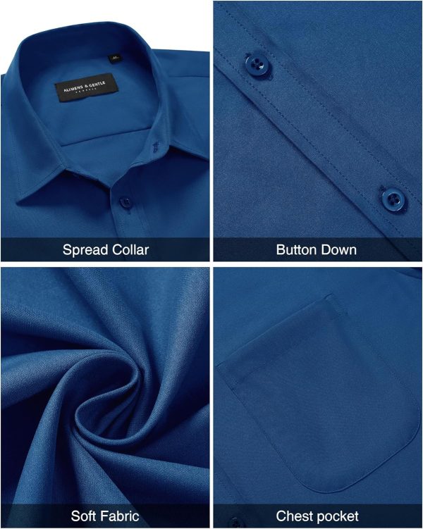 Alimens & Gentle Mens Short Sleeve Dress Shirt Wrinkle Free Solid Casual Button Down Shirts for Summer Business Wedding - Image 75