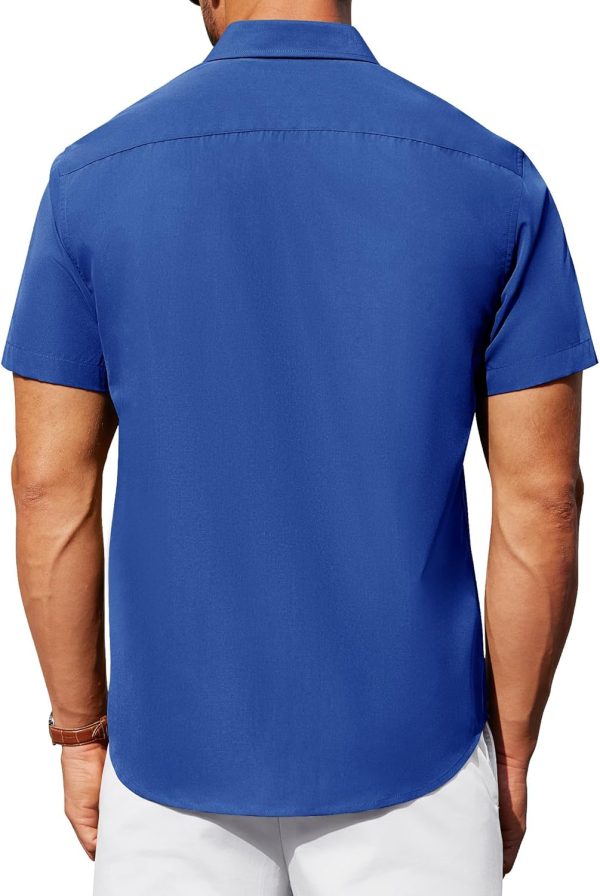 Alimens & Gentle Mens Short Sleeve Dress Shirt Wrinkle Free Solid Casual Button Down Shirts for Summer Business Wedding - Image 79