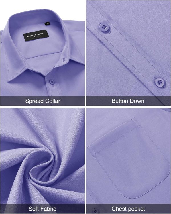 Alimens & Gentle Mens Short Sleeve Dress Shirt Wrinkle Free Solid Casual Button Down Shirts for Summer Business Wedding - Image 85