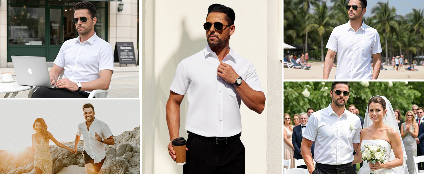 Casual Button Down Shirts for Summer Business Wedding