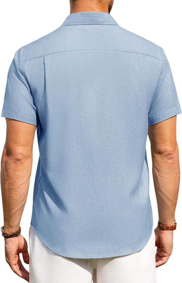 Alimens & Gentle Mens Linen Shirts Short Sleeve Button Down Shirts Wrinkle Free Casual Vacation Beach Summer Tops - Image 9
