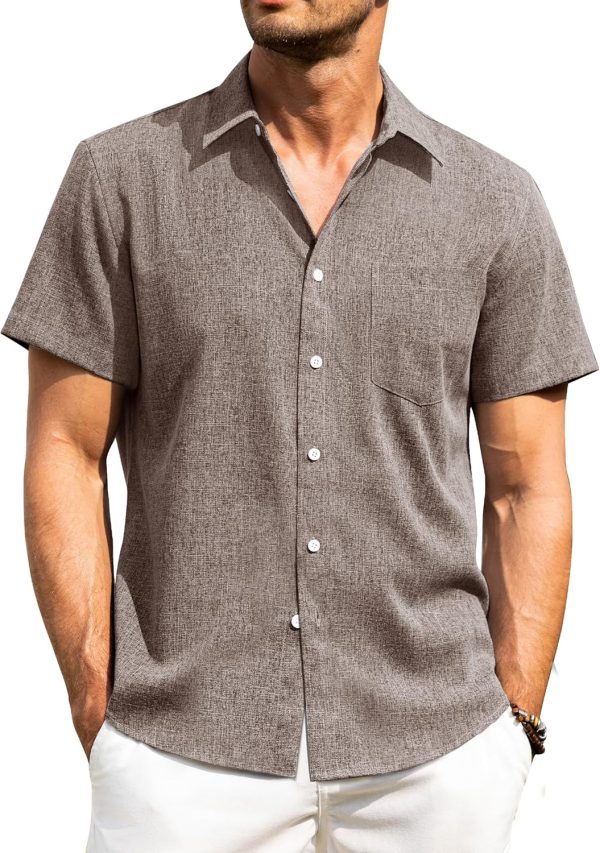 Alimens & Gentle Mens Linen Shirts Short Sleeve Button Down Shirts Wrinkle Free Casual Vacation Beach Summer Tops - Image 11