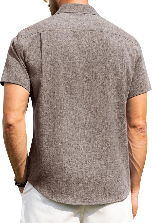 Alimens & Gentle Mens Linen Shirts Short Sleeve Button Down Shirts Wrinkle Free Casual Vacation Beach Summer Tops - Image 14