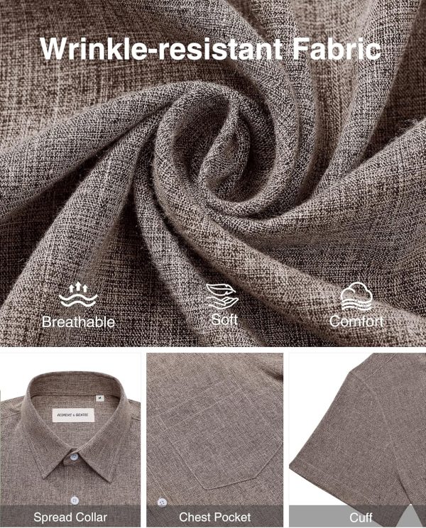 Alimens & Gentle Mens Linen Shirts Short Sleeve Button Down Shirts Wrinkle Free Casual Vacation Beach Summer Tops - Image 15