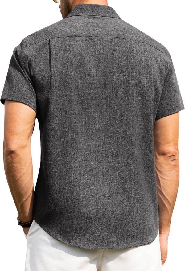 Alimens & Gentle Mens Linen Shirts Short Sleeve Button Down Shirts Wrinkle Free Casual Vacation Beach Summer Tops - Image 19