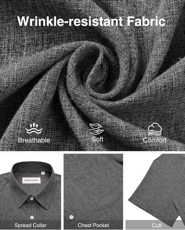 Alimens & Gentle Mens Linen Shirts Short Sleeve Button Down Shirts Wrinkle Free Casual Vacation Beach Summer Tops - Image 20