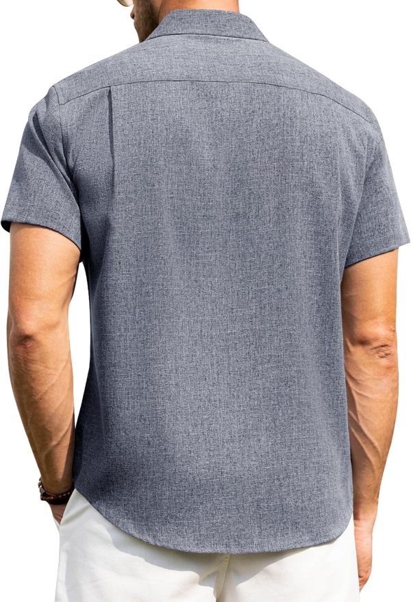 Alimens & Gentle Mens Linen Shirts Short Sleeve Button Down Shirts Wrinkle Free Casual Vacation Beach Summer Tops - Image 24