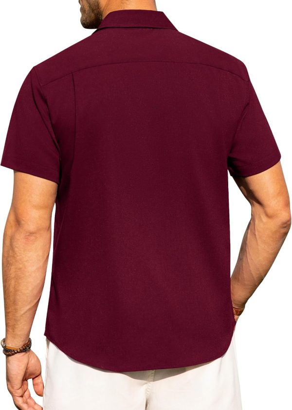 Alimens & Gentle Mens Linen Shirts Short Sleeve Button Down Shirts Wrinkle Free Casual Vacation Beach Summer Tops - Image 29