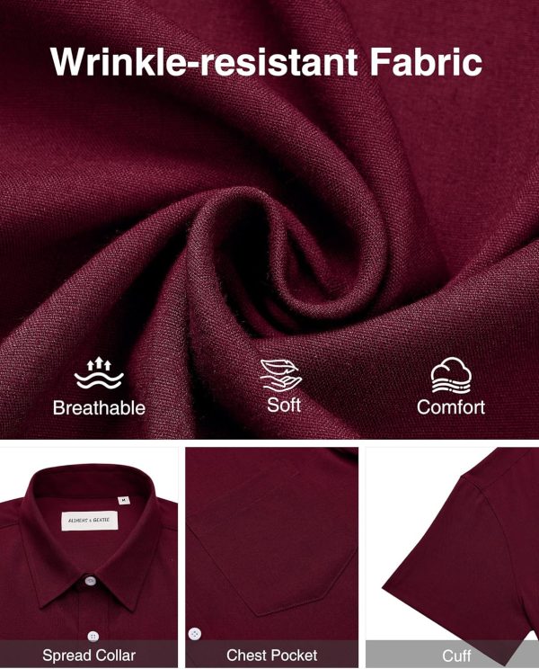 Alimens & Gentle Mens Linen Shirts Short Sleeve Button Down Shirts Wrinkle Free Casual Vacation Beach Summer Tops - Image 30