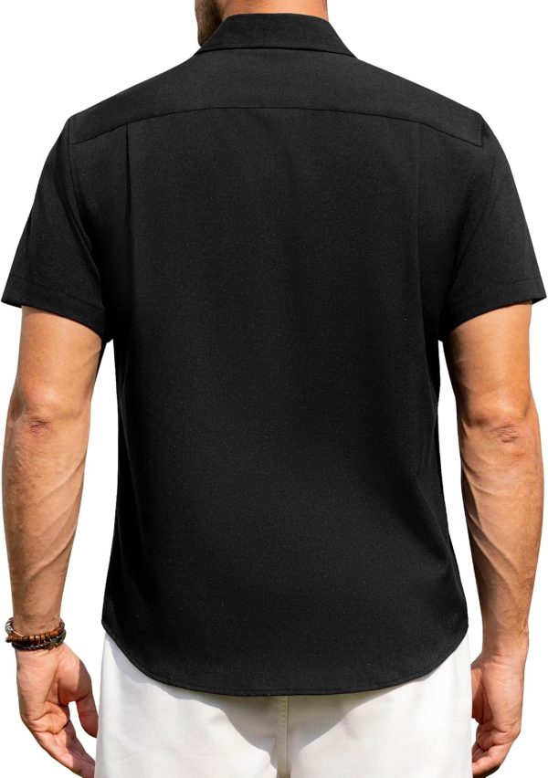 Alimens & Gentle Mens Linen Shirts Short Sleeve Button Down Shirts Wrinkle Free Casual Vacation Beach Summer Tops - Image 34