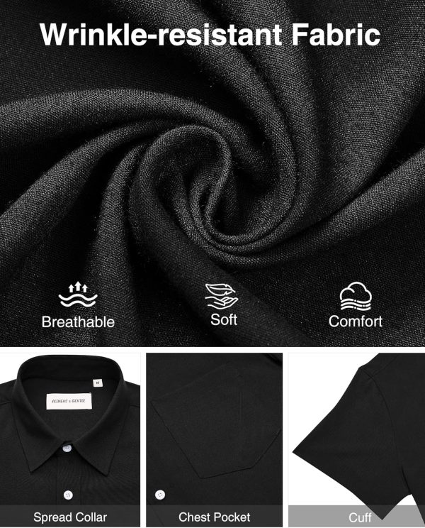 Alimens & Gentle Mens Linen Shirts Short Sleeve Button Down Shirts Wrinkle Free Casual Vacation Beach Summer Tops - Image 35
