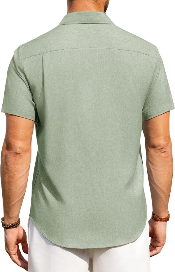 Alimens & Gentle Mens Linen Shirts Short Sleeve Button Down Shirts Wrinkle Free Casual Vacation Beach Summer Tops - Image 39
